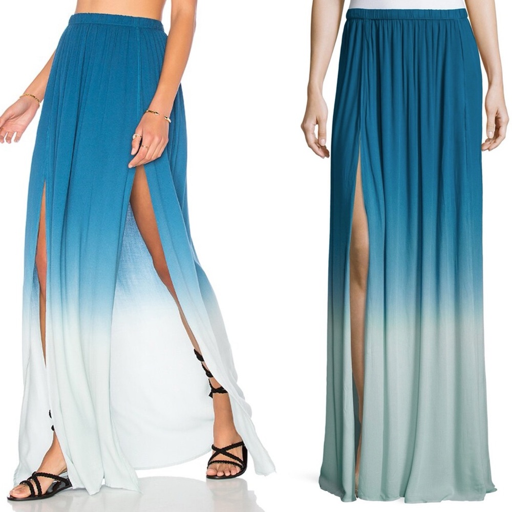 NEW YFB YOUNG FABULOUS & BROKE x UNGARO PACIFIC BLUE WHITE OMBRE MAXI SKIRT 🎉